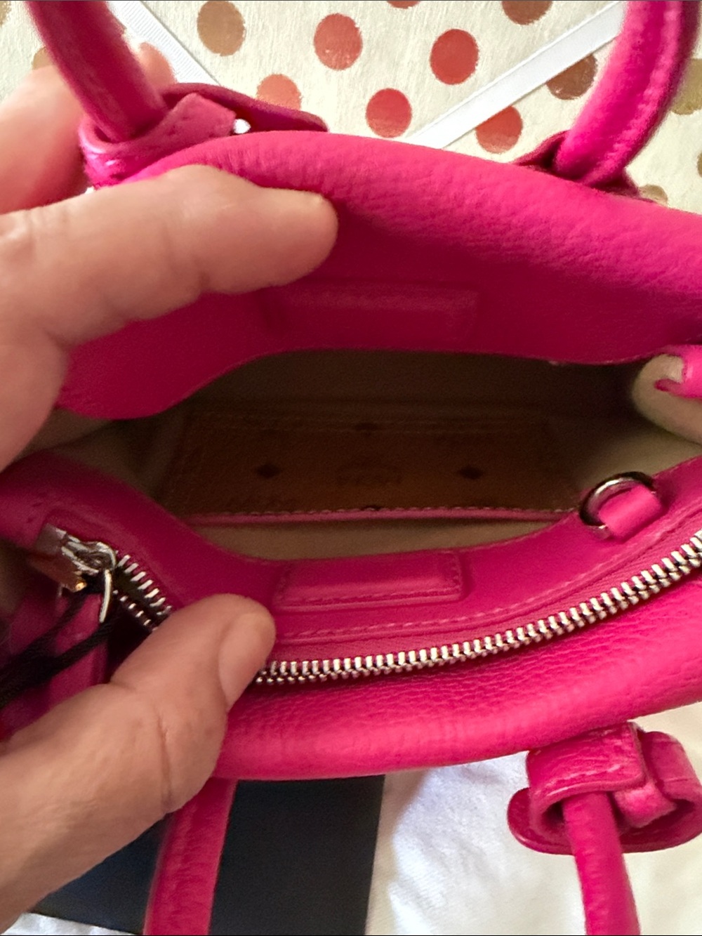 MCM X Mini Grained Calffskin Milla Tote in Beetrooth Pink NWT - Picture 7 of 15